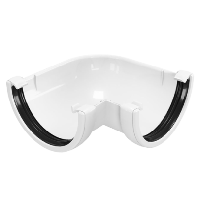 УГОЛ ЖЕЛОБА 90° ПВХ FINEBER БЕЛЫЙ