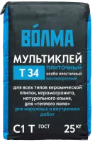 ВО́ЛМА-МУЛЬТИКЛЕЙ Т34 СМЕСЬ СУХАЯ ЦЕМЕНТНАЯ КЛЕЕВАЯ 25 КГ