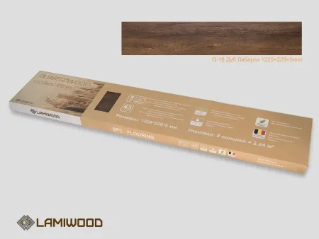 ЛАМИНАТ ЛАМИВУД КВАРЦ ВИНИЛ SPC QUARTZWOOD Q-18 ДУБ ЛИБЕРТИ
