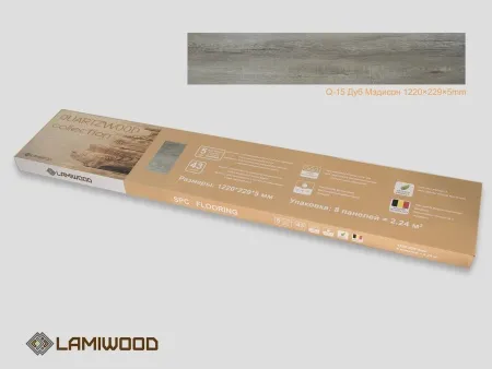 ЛАМИНАТ ЛАМИВУД КВАРЦ ВИНИЛ SPC QUARTZWOOD Q-15 ДУБ МЭДИСОН