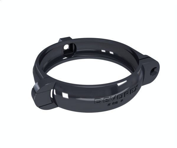 ХОМУТ ВОДОСТОЧНОЙ ТРУБЫ Ø80 ПВХ FINEBER ГРАФИТ