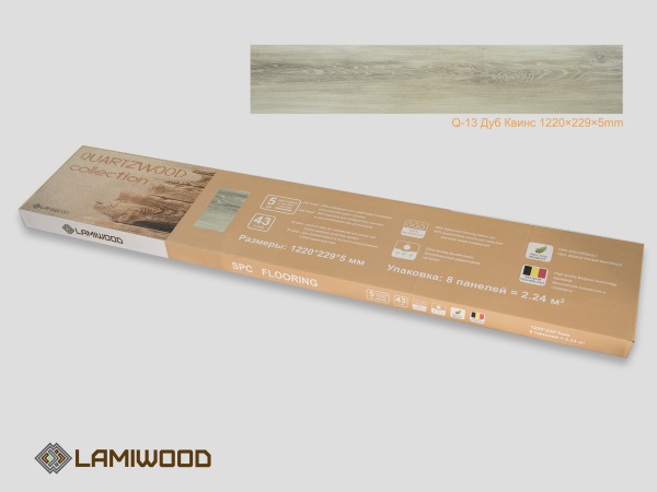 ЛАМИНАТ ЛАМИВУД КВАРЦ ВИНИЛ SPC QUARTZWOOD Q-13 ДУБ КВИНС