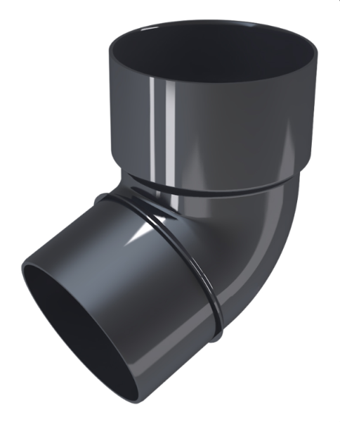 КОЛЕНО ТРУБЫ 67° Ø80 ПВХ FINEBER ГРАФИТ