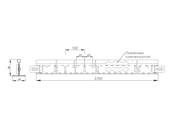Т-ПРОФИЛЬ БЕЛЫЙ АЛБЕС CLICK PRIM 24ММ 3700ММ