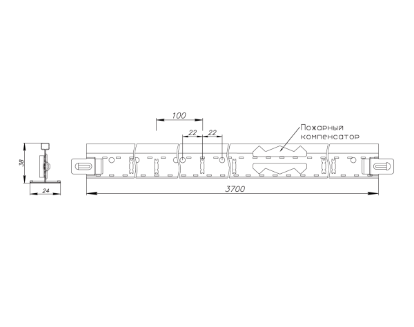 Т-ПРОФИЛЬ БЕЛЫЙ АЛБЕС CLICK PRIM 24ММ 3700ММ